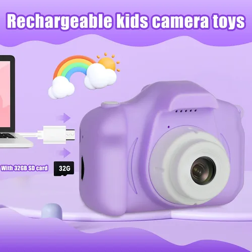 Miniatura 4 de Cámara para niños, cámaras de video digitales HD para niños, juguetes de regalo para niñas y niños de 3 a 12 años, cámara portátil para selfie