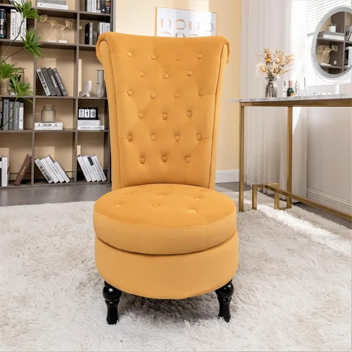 Container Furniture Royal - Silla Accent de terciopelo de respaldo alto para tocador con almacenamiento y tapicería lujosa, diseño retro y uso