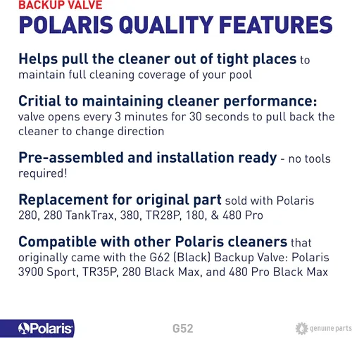 Miniatura 4 de Polaris G52 Válvula de repuesto para aspiradora 180/280/380/480 G-52 original, N/A, Blanco