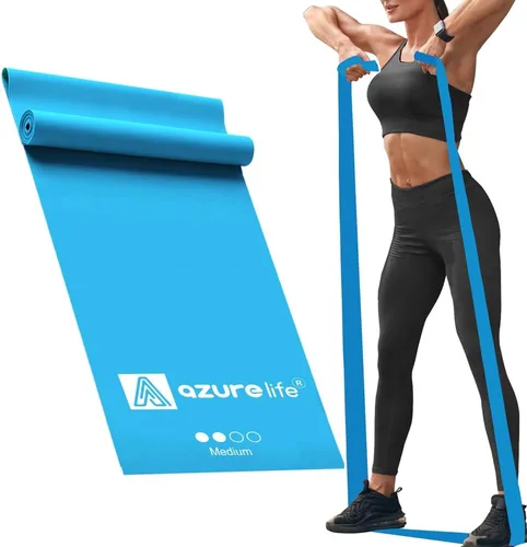 A AZURELIFE Professional Individual Exercise Resistance Bands, Single 5, 6,7 Ft or 8 Yards Elastic Bands, Non-Latex Stretch Bands for PT, Yoga,