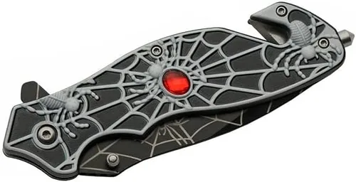 Miniatura 3 de RRS Black Widow Spider Gothic Fantasy Tanto Cuchillo de bolsillo con clip