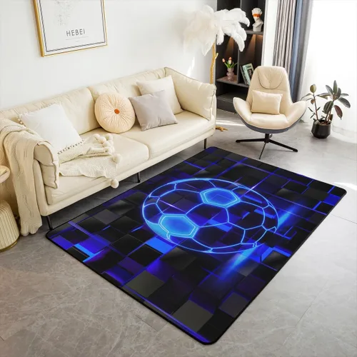 Miniatura 26 de Erosebridal Tapete de fútbol para interiores de 3 x 5 pulgadas, alfombra de fútbol neón para niños, adolescentes, hombres, brillantes, geométricas