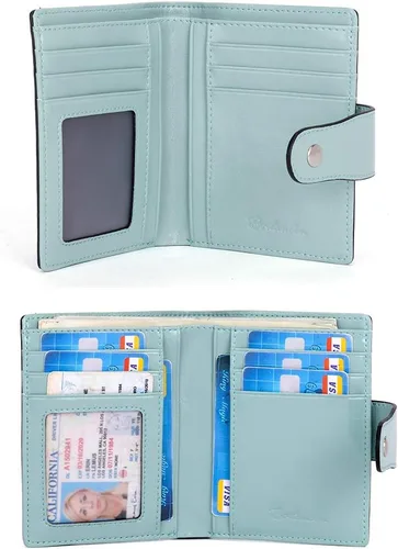 Miniatura 6 de BOSTANTEN Cartera de piel para mujer, con bloqueo RFID, pequeña, plegable, con bolsillo con cremallera, tarjetero, con ventana de identificación