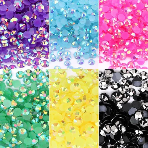 Miniatura 9 de Diamantes de imitación arcoíris para uñas, colores mezclados, diamantes de imitación de resina para manualidades, gemas brillantes para uñas