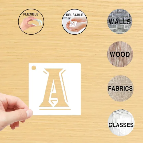 Miniatura 3 de Plantillas de letras de 5 pulgadas, plantillas de números de símbolos para manualidades, 42 plantillas de manualidades del alfabeto, plantillas