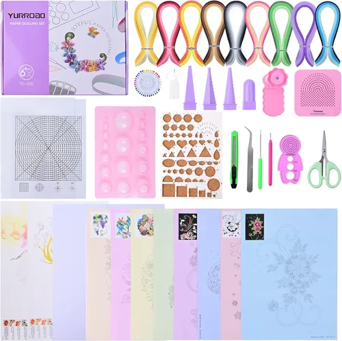 YURROAD Kit de relleno de papel para principiantes, 0.197 in de ancho, 900 tiras en 36 colores, juego completo para principiantes con herramientas,