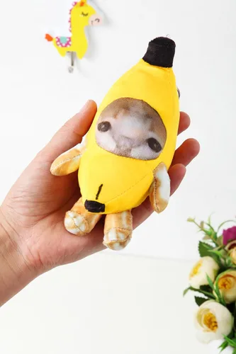 Miniatura 5 de Llavero de peluche de gato de plátano que llora, adornos divertidos felices del animal de peluche del gato del sonido del bebé