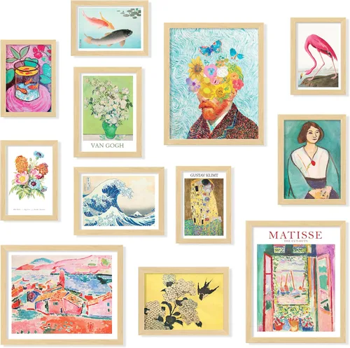 97 Decor Juego de Arte de Pared ENMARCADO Ecléctico - Decoración Ecléctica Colorida, Impresiones de Arte de Pared Retro Coloridas, Decoración