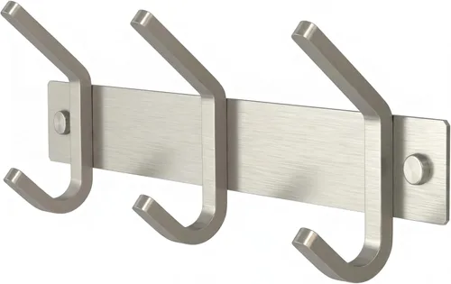 Miniatura 12 de Perchero de Pared Blanco – Riel de Ganchos de Acero Inoxidable de 15 Pulgadas con 5 Ganchos Dobles Resistentes para Abrigos – Perchero Montado