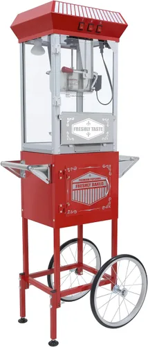 Miniatura 17 de Máquina de palomitas de maíz con carrito, con ruedas, cuchara de aceite de acero inoxidable, carrito móvil con taquillas para cine en casa Negro