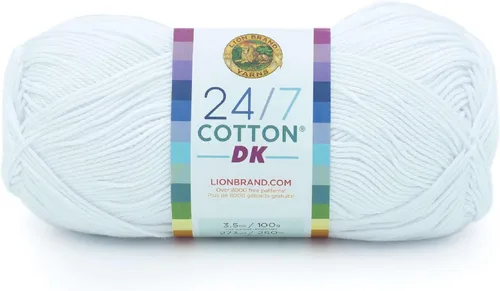 Miniatura 53 de Lion Brand Yarn Estampados DK de algodón 24/7, hilo para tejer, ganchillo y manualidades, azul, paquete de 1 Cotton Yarn for Knitting, Crochet