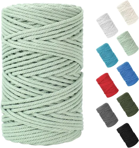 Miniatura 82 de Cordón de macramé de 0.079 in x 380 yardas (1140 pies), cuerda de algodón natural para colgar en la pared, ganchos de plantas, manualidades, Beige
