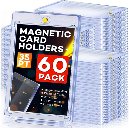 60 unidades de portatarjetas magnéticos, portatarjetas de un toque de 35 puntos, estuche de plástico duro con protección U-V para tarjetas de