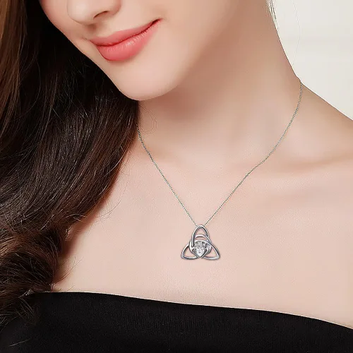 Miniatura 21 de FLYOW Collar con colgante de nudo celta de plata de ley 925 de buena suerte irlandés para mujer, regalo de cumpleaños y graduación