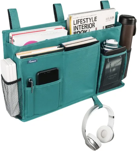 Miniatura 2 de Surblue Caddy Organizador colgante, Bolsa de almacenamiento para cabecera para literas y camas de hospital, Azul Turquesa, L R-Teal