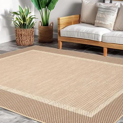 Miniatura 19 de ILANGO Alfombras de Área de Yute para Exteriores, Alfombras Tejidas Lavables para Patio 5'x7', Alfombras Naturales de Estilo Rústico para Áreas