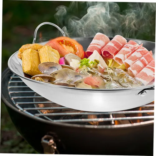 Miniatura 8 de GANAZONO Olla de acero antiadherente para el hogar olla pequeña para cocinar olla caliente cocina acero doble asas fácil de limpiar estilo aleatorio