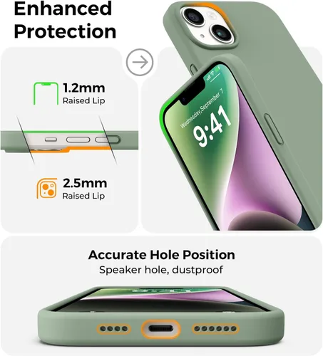 Miniatura 7 de AOTESIER Compatible con iPhone 14 Plus Funda, Silicona de Grado Alimenticio de Cuerpo Completo Resistente al Desgaste, Protección Anticaídas