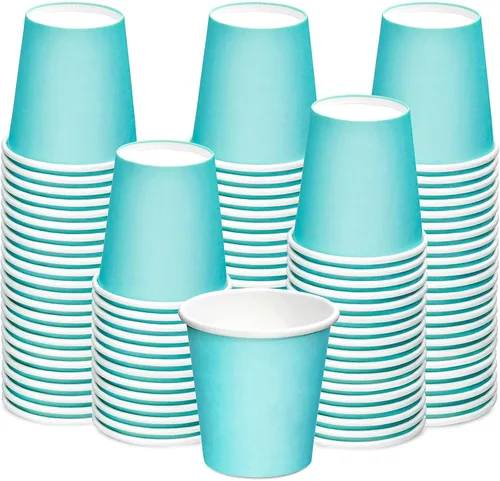 Paquete de 100 vasos de baño de 3 onzas, vasos de papel desechables, vasos de papel para enjuague bucal, vasos de papel pequeños para baño, enjuague
