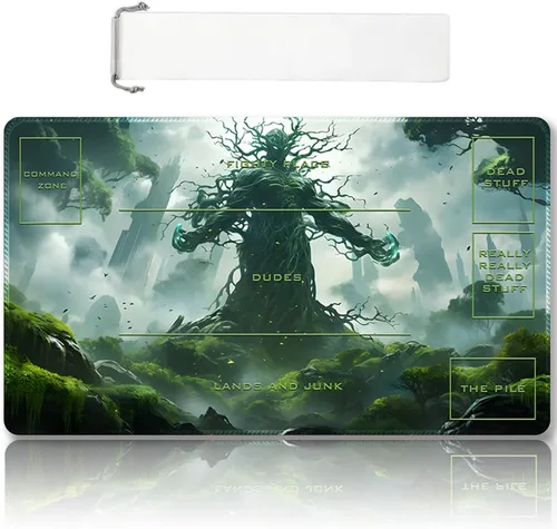 Miniatura 16 de Tapete de juego MTG cosido de alta calidad con zonas y parte trasera de goma antideslizante, tapete de juego TCG para MTG y otros juegos de cartas