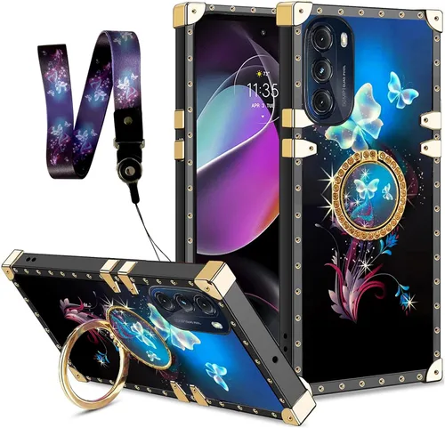 Miniatura 23 de nancheng Funda para Motorola Moto One 5G Ace/One 5G UW Ace Luxury Colorful Love Heart Bee Design Gold Electroplated Phone Cover with 360° Diamond