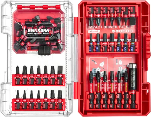 Miniatura 13 de Geinxurn Caja de almacenamiento roja de 1 pieza, caja de piezas pequeñas con divisor desmontable, caja de juego de brocas de destornillador