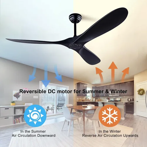 Miniatura 4 de QUTWOB - Ventilador de techo de 60 pulgadas con control remoto sin luces, moderno motor DC reversible para interiores y exteriores, ventiladores