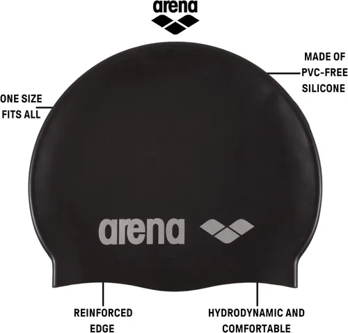 Miniatura 2 de Gorro de natación Arena Classic unisex de silicona suave para mujer y hombre, gorro de natación de pelo largo cómodo y antideslizante