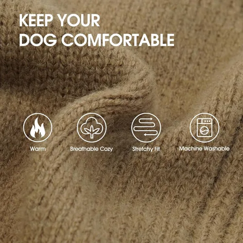Miniatura 2 de IECOii Suéter extragrande para perro, suéteres térmicos cálidos para perros de raza gigante, ropa de punto, cuello alto de invierno, elástica