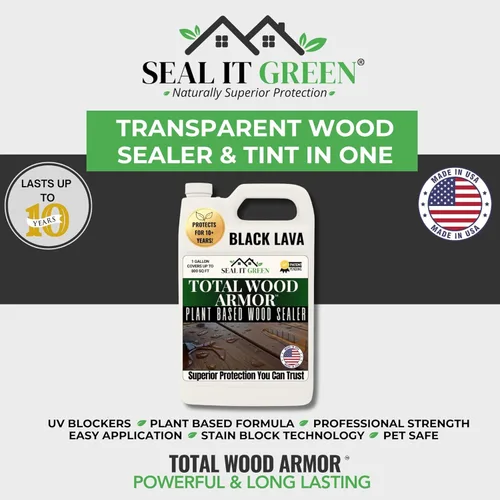 Miniatura 2 de Seal It Green Extreme Total Wood Sellador Black Lava Tinte y sellador de madera duradero en uno Protección profunda para cubiertas, vallas