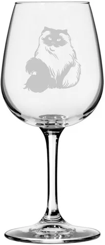 Miniatura 128 de Copa de vino de 12.75 onzas con temática de gato abisinio grabada para todo uso