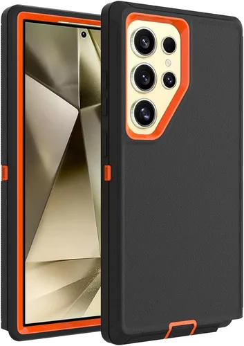 Miniatura 26 de Funda para Galaxy S21, Funda Resistente de Grado Militar Resistente a los Golpes y a Prueba de Caídas para Samsung Galaxy S21, Negro+Naranja Negro