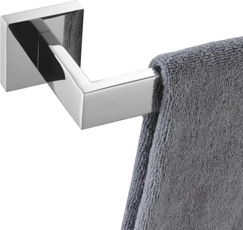 KOKOSIRI Barra de Toalla Individual de 16 Pulgadas, Toallero para Baño o Cocina, Toallero de Pared de Acero Inoxidable SUS304, Cromo Pulido,