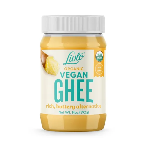Livlo Ghee Orgánico Vegano - Mantequilla a Base de Plantas - Sin Necesidad de Refrigeración - Sustituto Libre de Lácteos, Soja y Gluten para Ghee y