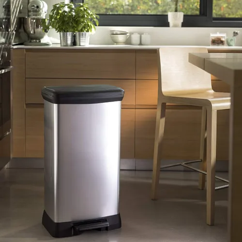 Miniatura 10 de Curver Tapa en acero inoxidable como acabado, reciclaje perfecto para uso doméstico en interiores para eliminación de basura, 50 litros, metálico