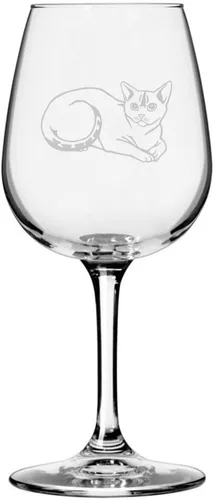 Miniatura 173 de Copa de vino de 12.75 onzas con temática de gato abisinio grabada para todo uso