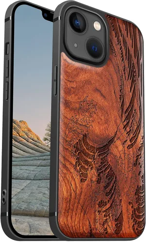 Miniatura 10 de Carveit Funda magnética de madera para iPhone 13 [madera natural y TPU suave] Funda protectora de madera única y elegante a prueba de golpes