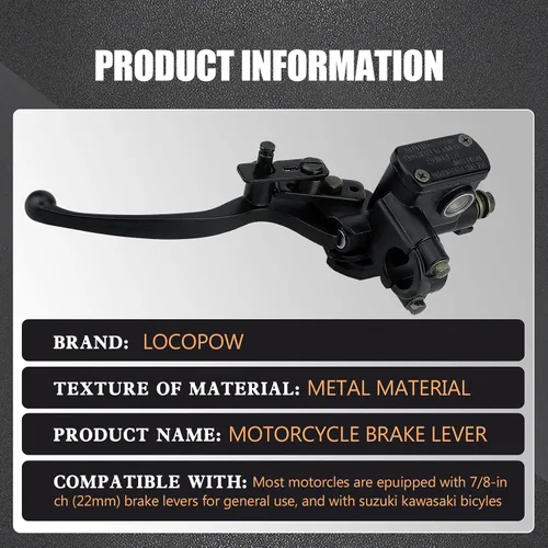 Miniatura 5 de LOCOPOW 7/8” Mando de Freno Hidráulico Maestro de Mano Izquierda para ATV Quad Mini Bicicleta de Mini Dirt 50cc-250cc 110cc 125cc Tao Tao Coolster