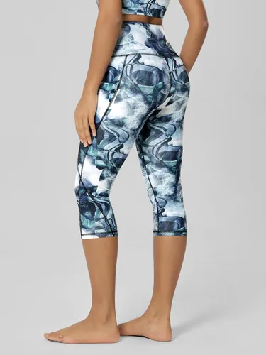 Miniatura 4 de ODODOS - Leggings capri de cintura alta para mujer con bolsillos, control de abdomen, no se transparentan, para entrenamiento atlético, running