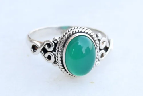 Miniatura 3 de Avicrafts Anillo de plata de ley 925 con piedra de ónix verde, para mujer, hecho a mano, joyería de Navidad, regalo para ella