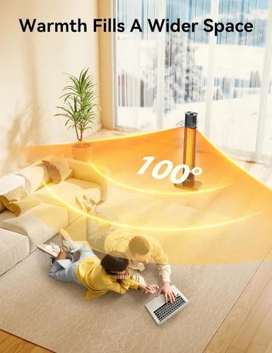 Miniatura 5 de VAGKRI Calentador Eléctrico de Patio al Aire Libre, Calentador de Tubo de Carbono Infrarrojo de 1500 W Dual, Protección contra Volcadura