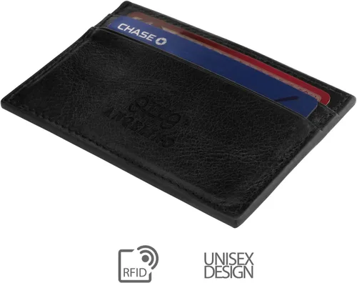 Miniatura 6 de Cartera de piel auténtica para tarjetero, tarjetas bancarias, dinero, licencia de conducir, bloqueo RFID, unisex