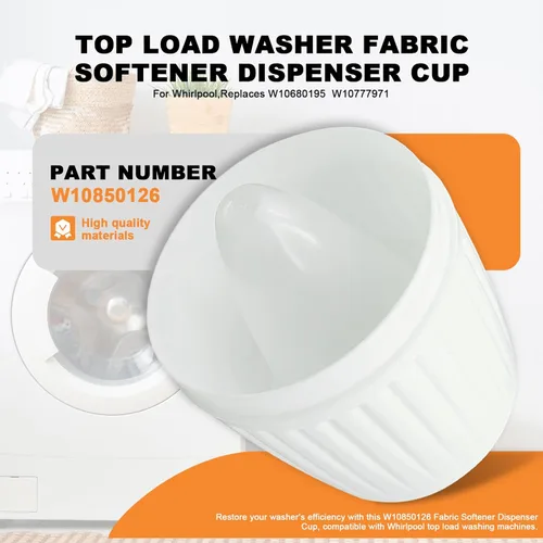 Miniatura 4 de Taza dispensadora de suavizante de tela para lavadora de carga superior apta para Whirlpool Reemplazar W10850126 W10680195 W10777971, dispensador
