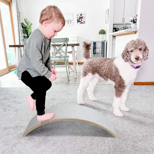 Miniatura 4 de Gentle Monster - Tabla de equilibrio oscilante de madera, juguete de madera natural Montessori para niños pequeños y adultos; juguete de aprendizaje