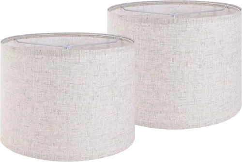 Miniatura 10 de GO&SO Pantallas de Lámpara de Tambor Medianas de Lino Natural de 13" Superior x 13" Inferior x 10" de Alto (Spider) Pantalla Moderna Beige Gris