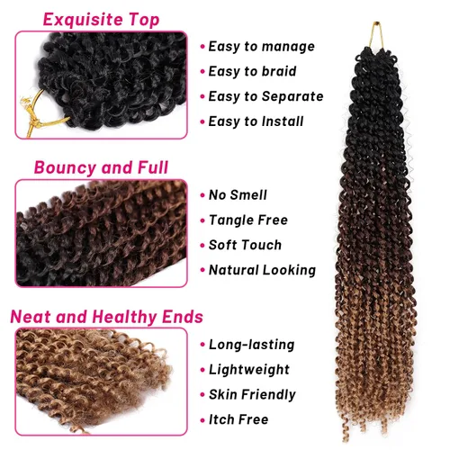 Miniatura 5 de Dorsanee Mechones de pelo rizado, extensiones de cabello sintético rizado #1B/30/27