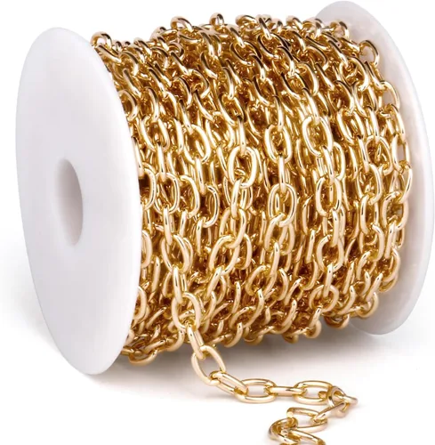 Miniatura 9 de Cadikez - 33 pies de cadenas de cable rolo de plata, 5 mm de aluminio chapado en plata, cadena de eslabones ovalados en O, en rollo a granel