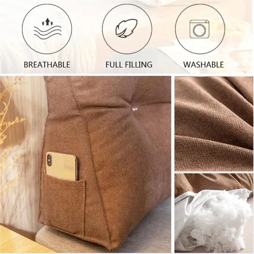 Miniatura 3 de Almohada triangular de lectura para reposo en cama, cojín grande para cabecero, respaldo, almohada de cuña para cuello y soporte lumbar para Café