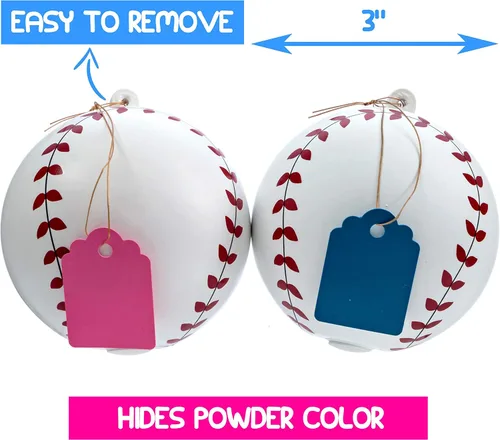 Miniatura 6 de Juego de béisbol para revelación de género, bolas azules y rosadas, explosivas con polvo, la mejor idea para niños o niñas, fiesta reveladora