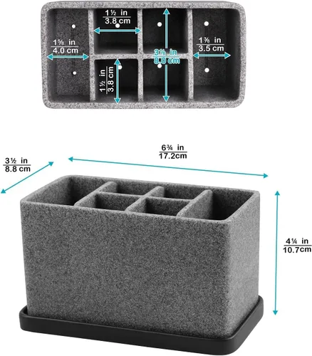 Miniatura 2 de ZCCZ Soporte para cepillo de dientes, organizador de baño de 6 ranuras para almacenamiento en cubierta, contiene pasta de dientes, hilo dental